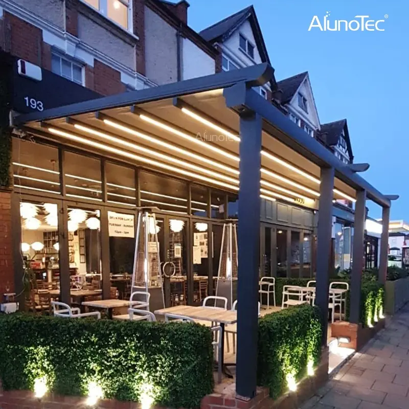 AlunoTec Outdoor Motorisierte elektrische versenkbare Baldachin Aluminium Pergola Dach Markise mit Seitens chirm