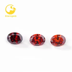 Starsgem wholesale price garnet orange small size AA red oval cut loose cz stone cubic zirconia