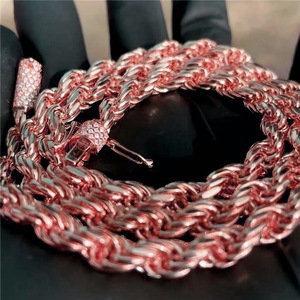 Toptan Paslanmaz Çelik Bağlantılı Zincir Kolye 5-6mm Altın Kaplama Gül Altın Kaplama Zirkon Taşlı Tokalı Burgu Hip Hop Takı Erkek - Product Image 3