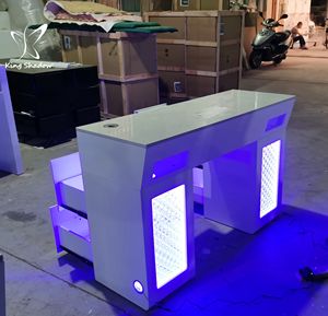 Table de <span class=keywords><strong>manucure</strong></span> moderne pour salon de beauté <span class=keywords><strong>avec</strong></span> éclairage LED et <span class=keywords><strong>aspirateur</strong></span> intégré, facile à nettoyer, idéale pour usage en centre commercial - Product Image 1