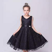Robe de princesse en dentelle et polyester pour filles, robe de soirée à col cœur, cadeau d'anniversaire pour enfants, couleur unie, célébration du premier anniversaire, toutes occasions