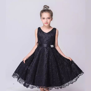Abito da Principessa in Pizzo e Poliestere per Bambine, Vestito da Sera con Scollo a Cuore, <span class=keywords><strong>Regalo</strong></span> di Compleanno per Bambini, Colore Unico, per Celebrazioni di <span class=keywords><strong>Un</strong></span> <span class=keywords><strong>Anno</strong></span> - Product Image 3