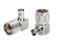 Adaptador Coaxial RF UHF PL-259 Macho a BNC Hembra 90 Grados, Clasificación IP60, Material de Latón 1P, Suministro del Fabricante