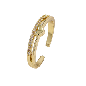 Europe et États-Unis Meilleure vente Fashion Female Index Fing Ring Double Love avec Zircon Anneaux de pierres précieuses réglables - Product Image 1