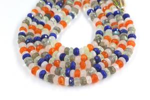 Cuentas de piedra natural multicolor de forma irregular, cuentas sueltas para hacer pulseras, rondelas de piedras preciosas facetadas de 7-8 mm - Product Image 5