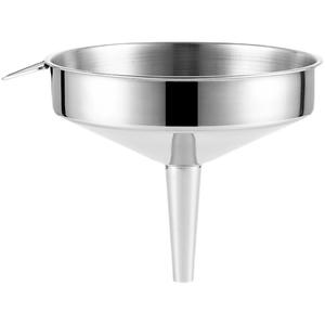 Funil de aço inoxidável tamanho grande 30cm funil de cozinha resistente com alça anel - Product Image 1