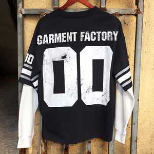 TKAN 12 Logo personnalisé imprimé blanc à manches longues Boxy t-shirts de luxe 100% coton chemises unisexe surdimensionné goutte épaule Boxy t-shirt - Product Image 2