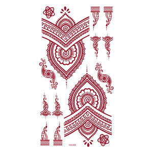 Nước Bằng Chứng Đầy Đủ Tay Tạm Thời Ấn Độ Mehndi Thiết Kế Nâu Đỏ Maroon Sexy Ngón Tay Tay Phụ Nữ Cô Gái Henna Hình Xăm Dán - Product Image 6
