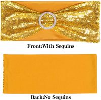 Ceintures de chaise en or Sequin Stretchy Spandex Bandes Home Chair Cover Sash One-Sided Sequins Decor pour la fête de mariage romantique