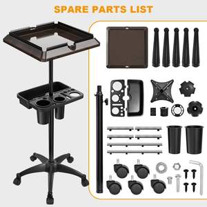 Vente en gros de roues à 360 degrés en PP à deux couches réglables en hauteur chariot à chariot portable Baber Shop pour salon de coiffure - Product Image 4