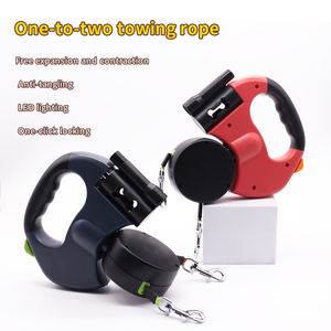 สายจูงสุนัขแบบยืดหดได้ ป้องกันการพันกันสองชั้น สะท้อนแสง ทำจากไนลอนริบบิ้นเนื้อแน่น หมุนได้ 360 องศา พร้อมไฟฉาย สำหรับสุนัขสองตัว เหมาะสำหรับการเดินเล่นกลางแจ้ง - Product Image 3