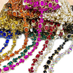 Çok renkli el yapımı Rhinestone kırpma 3D dikmek-on kristal cam zincir DIY projeleri için akşam gelinlik aksesuarları - Product Image 2