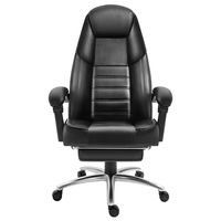 Chaise de bureau en cuir, confortable pour longues sessions, ergonomique, pivotante, réglable, base en acier, vérin à gaz 4 positions