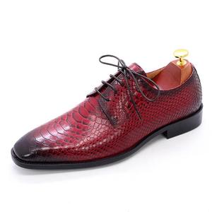 Chaussures de mariage formelles classiques rouges à bout pointu, motif serpent, en cuir véritable fait main, pour hommes, chaussures habillées et richelieu en cuir - Product Image 3