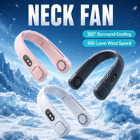 Ventilateur de cou pliable sans pales avec écran numérique, 100 vitesses, rechargeable par USB, portable, pour les sports de plein air et les voyages