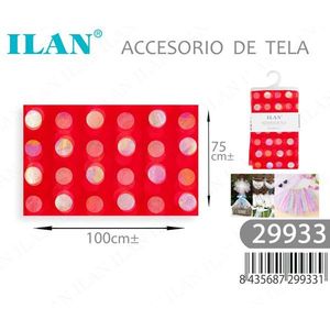 Accessorio in Tessuto di Pizzo a Pois Ilan 100x75cm Rosso Decorativo - Product Image 3