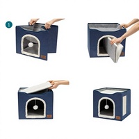 Maison pour chat pliable à 2 étages, lit-caverne double usage pour intérieur, griffoir en sisal, tour, appartement miniature, maisonnette pour chaton