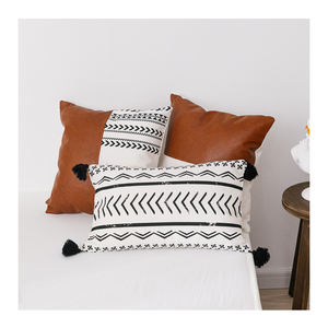 Federa reale 100% tessuto di cotone e fodere per cuscini con giuntura in pelle fodera per cuscino in pelle di nuovi stili - Product Image 3