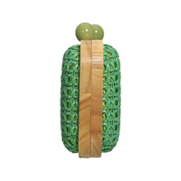 Pochette en paille tressée pour femme avec bandoulière chaîne – Sac décontracté et tendance pour l'été, les soirées, la plage et les mariages