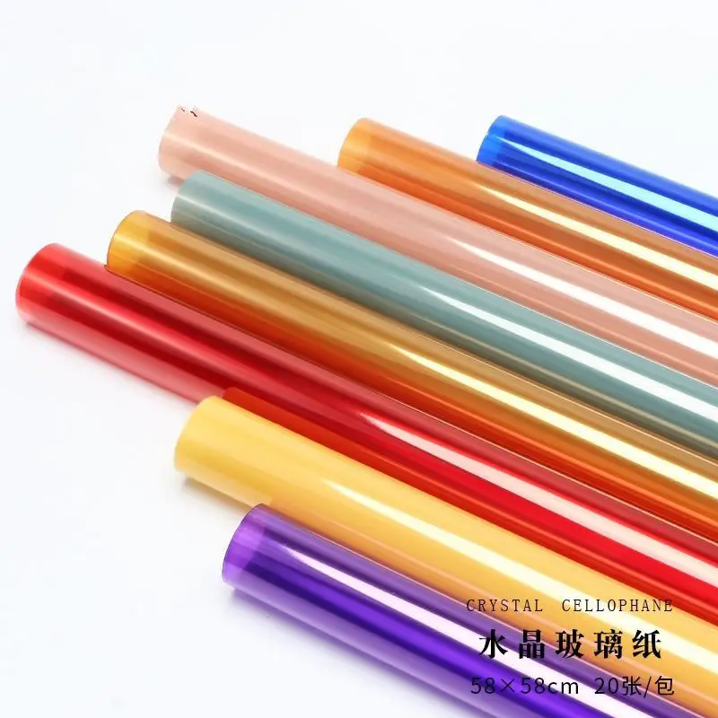 2024 New Colorful Colorful Plastic Waterproof Transparent Fantasy Bouquet Gift Wrap Paper