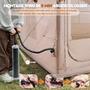 Tente gonflable 4 saisons pour l'été, en tissu Oxford et toile, imperméable, coupe-vent, ouverture automatique rapide pour adultes, <span class=keywords><strong>camping</strong></span> - Product Image 5