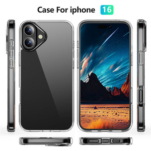 Custodia per telefono trasparente Crystal Clear con paraurti morbido in TPU e cover ibrida trasparente in PC per <span class=keywords><strong>iPhone</strong></span> 17 16 15 14 <span class=keywords><strong>13</strong></span> Plus - Product Image 2