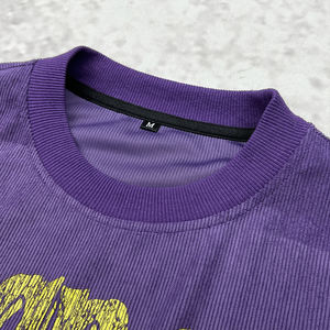 Haute qualité 300 Gsm velours côtelé lourd Vintage Boxy T-Shirt Logo personnalisé coton Double couche à manches longues t-shirts pour hommes - Product Image 3