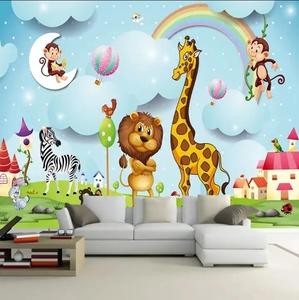 Murales 3D de Dibujos Animados de Animales, <span class=keywords><strong>Papel</strong></span> Tapiz Fotográfico para Dormitorio de Niños y Niñas, Pintura de <span class=keywords><strong>Pared</strong></span> de Fondo, <span class=keywords><strong>Papel</strong></span> Tapiz <span class=keywords><strong>Infantil</strong></span> - Product Image 4