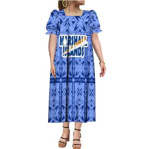 Abiti micronesiani personalizzati a <span class=keywords><strong>4</strong></span> vie elasticizzati Marshall Micronesia Mumu Tapa abiti gonfi con <span class=keywords><strong>maniche</strong></span> a sbuffo con stampa tribale polinesiana - Product Image 1