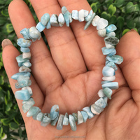 Vente en gros de pierres naturelles Larimar chips bracelet Crystal Larimar bracelet Chips bracelet élastique pour cadeau femme