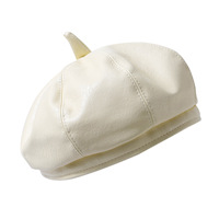 Boina de Cuero PU de Calidad para Hombre y Mujer, Color Sólido, Estilo Francés, Gorra de Artista