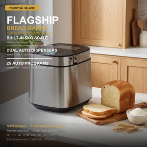 HONEYICE Máquina para Hacer <span class=keywords><strong>Pan</strong></span> Eléctrica Inteligente con Báscula de Precisión Integrada 2g-5kg, Dispensador Automático Doble de <span class=keywords><strong>Levadura</strong></span> y Frutos Secos, Pantalla Táctil Completa, Uso Doméstico - Product Image 5