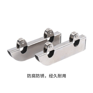Roulette de porte coulissante en verre en acier inoxydable avec rail en H, accessoire de quincaillerie - Product Image 4