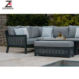 Buena calidad cuerda de ratán aluminio al aire libre sofá ratán mimbre Patio jardín conjunto mesa elevadora para hoteles parques - Product Image 5