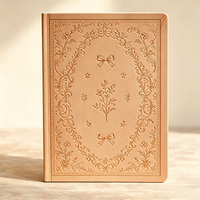 Cuaderno de Tapa Dura de PU con Lazo Floral en Relieve 3D Personalizado, Diario, Agenda, Regalo Vintage Retro
