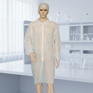 <span class=keywords><strong>Blouse</strong></span> de laboratoire blanche jetable en polypropylène (SPP) à manches longues avec poignets élastiques, tablier de <span class=keywords><strong>visiteur</strong></span> industriel - Product Image 1