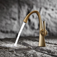 Robinet de lavabo thermostatique moderne en laiton brossé doré à poignée unique avec cartouche céramique à montage sur plan