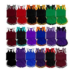 Conjuntos de Verano Personalizados para Bebés Niñas, de Algodón, con Lazos, Manga Larga, Suaves, al por Mayor, Ropa Deportiva para Hermanas, Boutique - Product Image 1