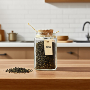 Vente en gros de 120ml Bouchon en liège écologique avec couvercle bocal en verre transparent Mini bouteille carrée d'épices en verre pour le <span class=keywords><strong>safran</strong></span> - Product Image 3