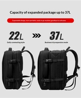 Mochila Expandible de Mezclilla para Hombre, 37L, Gran Capacidad, para Portátil, con Separación para Ropa Húmeda y Seca, para Viajes de Negocios y Desplazamientos Cortos