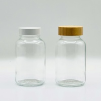 Pot en verre transparent givré rond à large ouverture de 200 ml, flacon capsule avec couvercle à vis