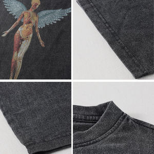 Maglietta con Logo personalizzato 100% cotone girocollo stampa grafica pesante lavata <span class=keywords><strong>Vintage</strong></span> taglie forti da uomo Oversize - Product Image 4