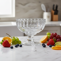Verre à glace vintage gaufré de 250 ml, motif à pois festonné orné, en verre sodocalcique en forme d'entonnoir, alimentaire, style bohème