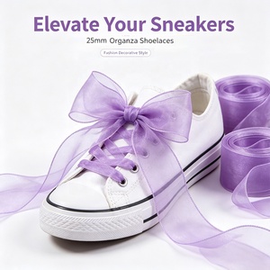 Cordones de Organza de 25 mm de Ancho, Planos, Transparentes, con Extremos de Plástico, Decorativos para Zapatillas y Zapatos de Lona - Product Image 3