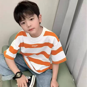 T-shirts pour enfants garçons été à manches courtes rayé demi-manches chemises nouveau Style pur coton enfants <span class=keywords><strong>sous</strong></span>-vêtements polyvalents - Product Image 4