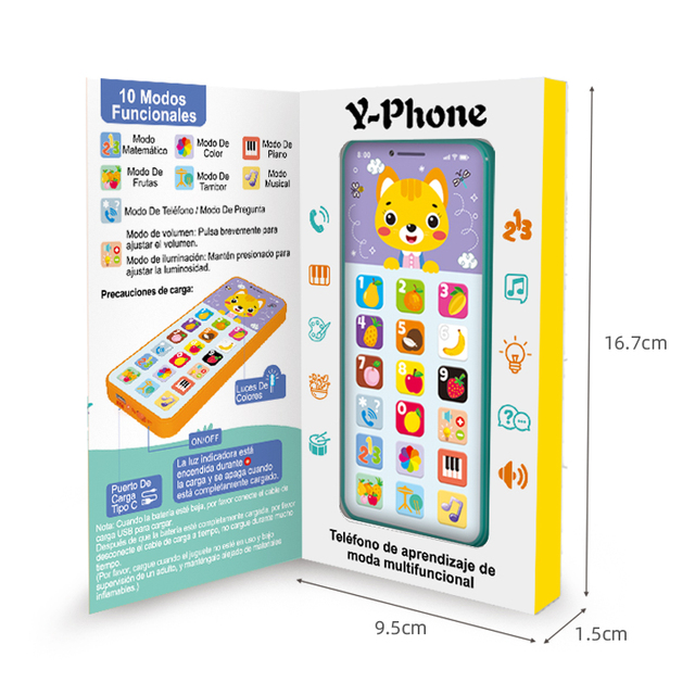 Samtoy Electric Recharge Baby Early Educational Castellano Learning Smart Mini Cell Phone Kids Mobile Phone Toy