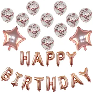 Atacado balão com cordas de nylon-Balão laminado de letras de hélio, decoração de festa de aniversário, ouro rosa
