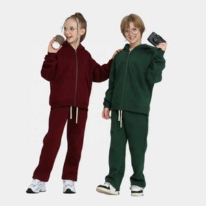 Conjunto de Dos Piezas para Niños, Sudadera con Capucha y Cierre de Cremallera de 350g, Pantalones Rectos, para Primavera, Otoño e Invierno - Product Image 3