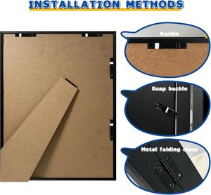 Cadre photo pour œuvres d'art d'enfants, interchangeable, en bois noir avec verre incassable, pour affichage horizontal et vertical - Product Image 5