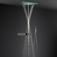 Ensemble de douche LED moderne de luxe 600x330mm avec colonne de pluie en acier inoxydable et mitigeur cascade pour usage hôtelier